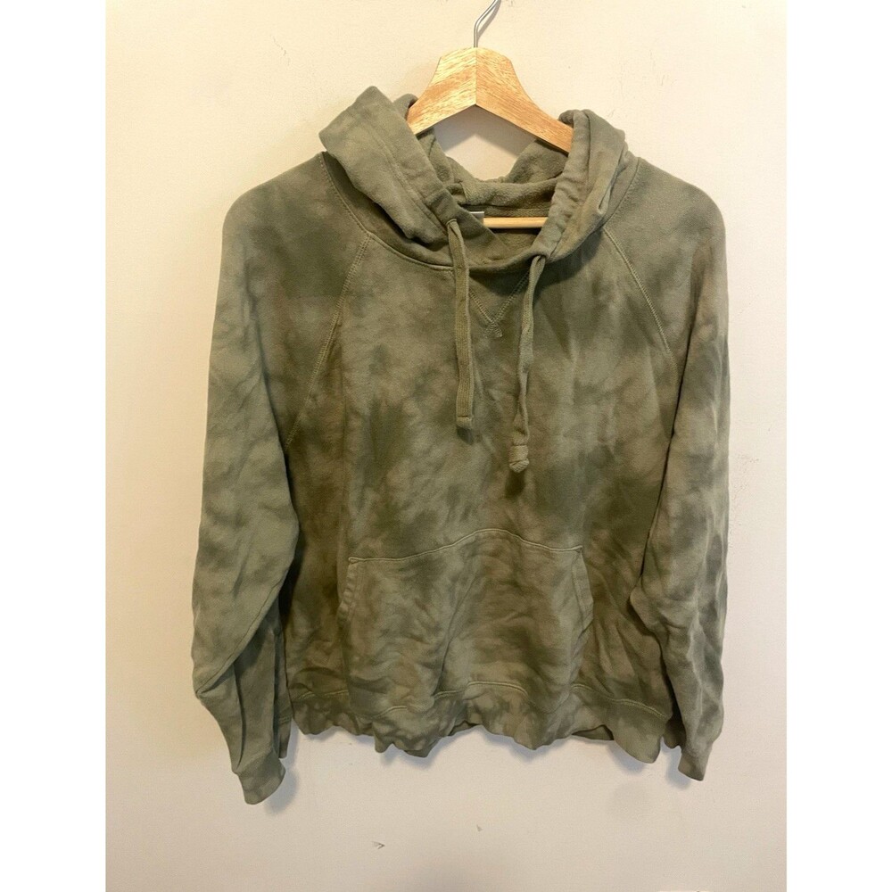 Old Navy Women’s Green Tie-Dye Fleece Pullover Hoodie Raglan Long Sleeve XL
